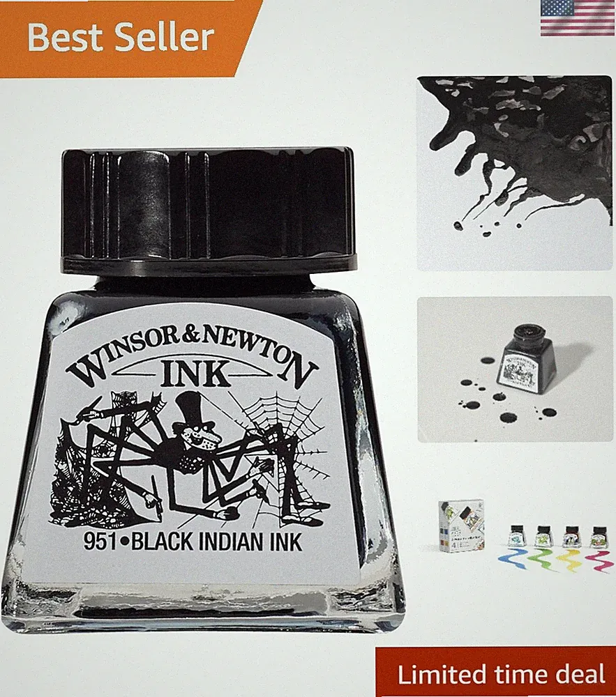 Fast-Drying 14ml Black Drawing Ink Bottle - Perfect for Artists & Illustrators